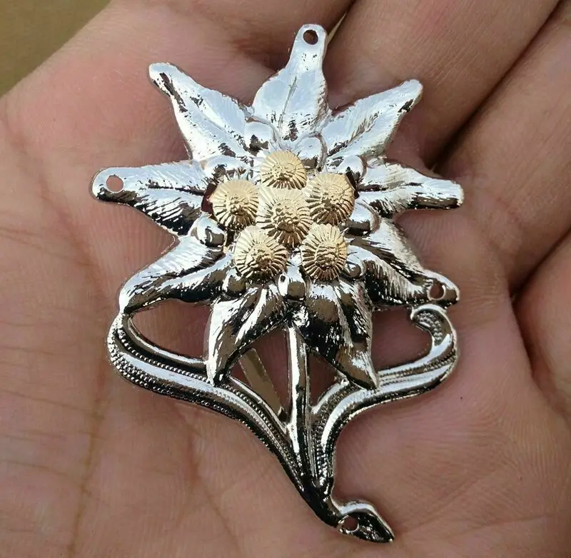 WW2 German Officer Edelweiss Mountain Metal Cap Badge Insignia Military Brooch armyshop2008 | Спорт и развлечения