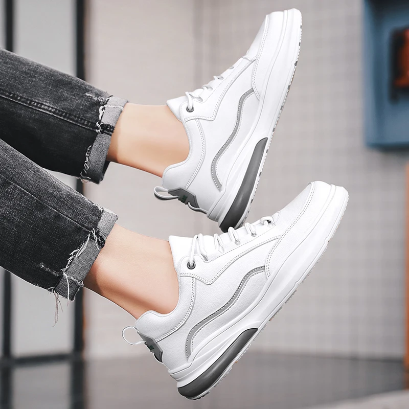 

Mens Sneakers Casual Men Casual Shoes Leather Sneakers Male Shoe Man Fashion Black Flat Breathable For Men's Mens Sports
