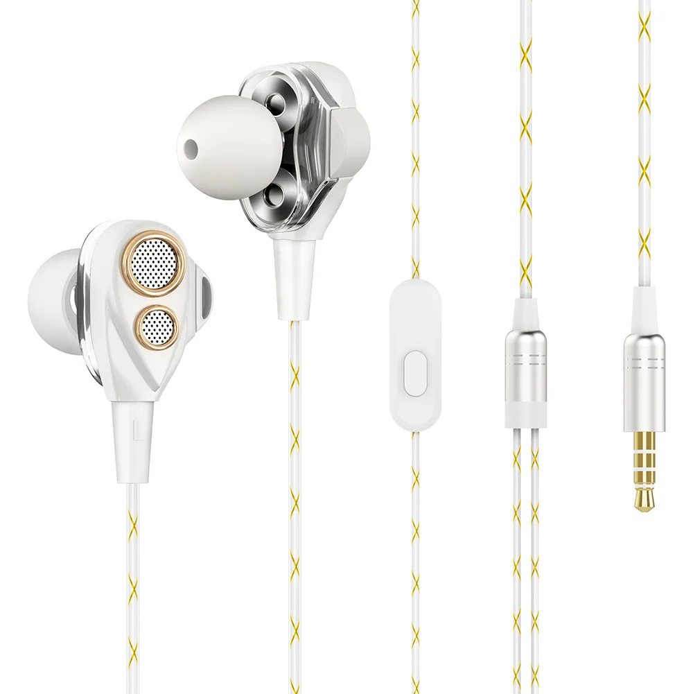 wire white Bluetooth наушники с высоким басом, двойной привод, стерео наушники-вкладыши, проводные наушники с микрофоном, компьютерные наушники, поддержка TF карты для телефона - Цвет: wire white