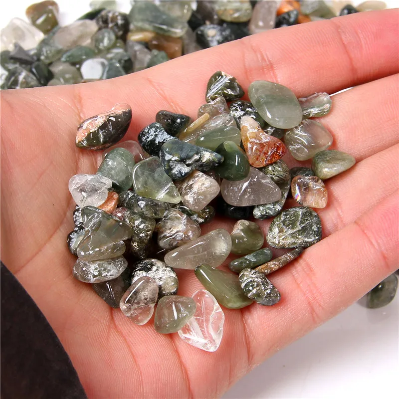 Зеленые рутиловые кварцевые чипы из натурального камня крошечный самородок