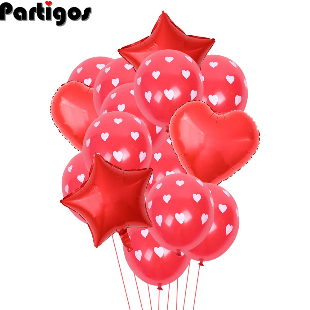 1 комплект 12 дюймов новый принт в форме сердца красный Вышивка звёздочки или