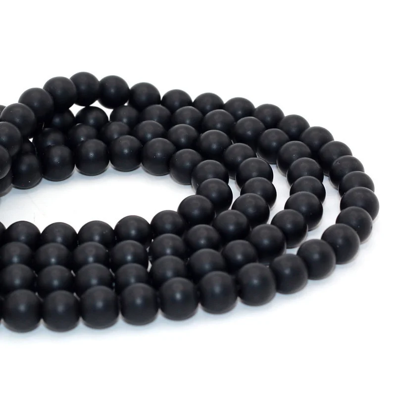 

Jewelry Accessories Natural Round Loose Spacer Matte Black Onyx Beads