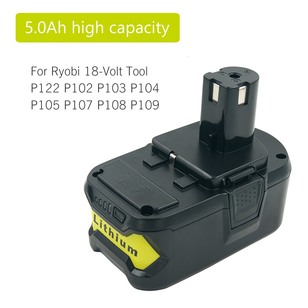 Набор 18 в 5000 мАч литий-ионная аккумуляторная батарея RB18L50 для Ryobi one plus P108+ новое зарядное устройство P117 для Ryobi 9,6 в-18 в с европейской вилкой