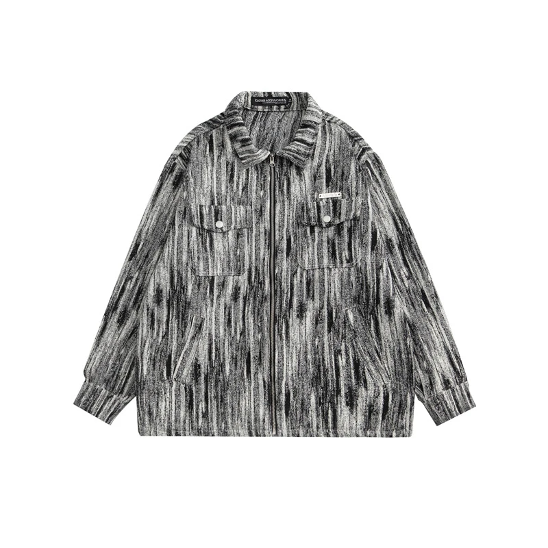 

2021 Fall Winter Japanese Harajuku Vintage Washed Zip Up Jacket for Men and Women Urban Streetwear Hip Hop Oversized Jacket Coat