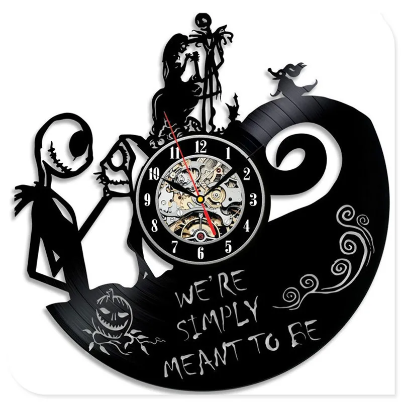 Хэллоуин Skellington черный виниловый CD 3D настенные часы Ночная кобыла перед рождественские украшения для поделок для дома - Цвет: 9
