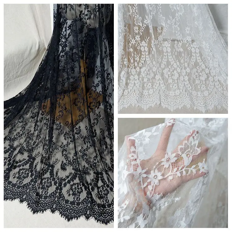

3Meter price150CM Width High quality Soft white summer dress lace fabric French lace chantilly lace Height 150cm, length 300cm