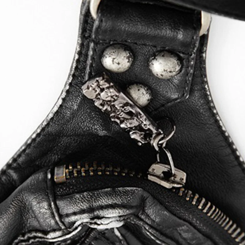 

Black PU Leather Steampunk Handbag Gothic Rock Waist Pack Vintage Punk Shoulder Messenger Bag