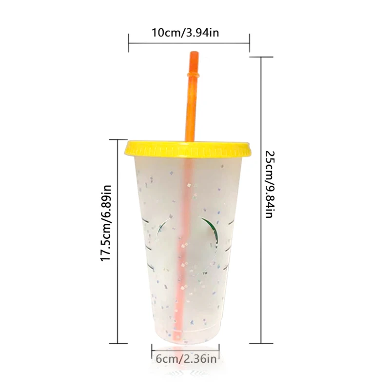 

1PC 710ml 24oz Straw Cup With Lid With Logo Color Changing Coffee Cup Reusable Cups Portable Plastic Tumbler Matte Plastic Cup