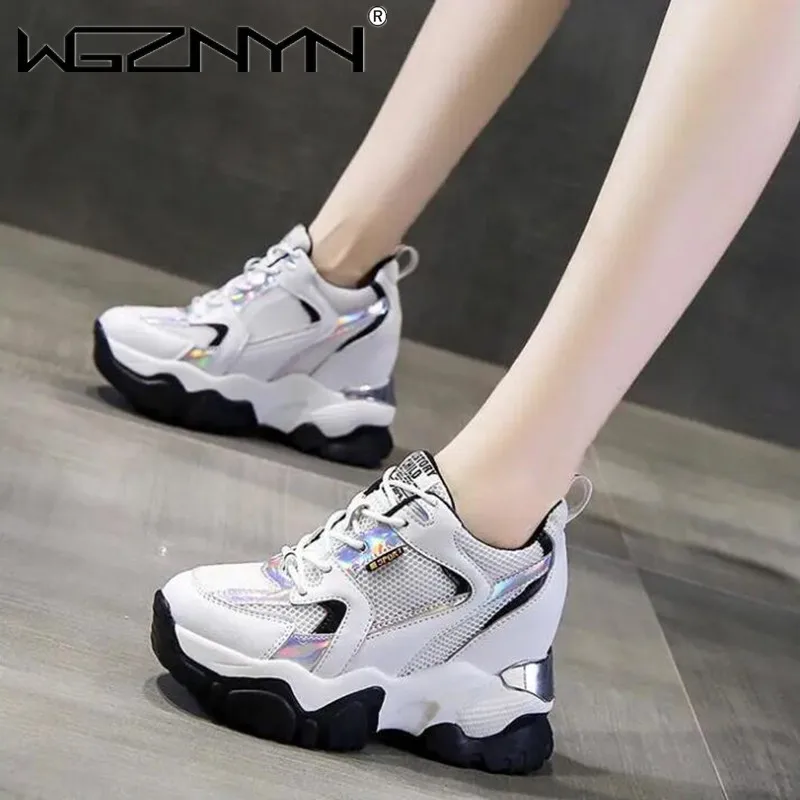 

WGZNYN Chunky Platform Sneakers Women Autumn Winter 2020 Hidden Wedges Casual Shoes Woman Height Increasing Vulcanize Shoes