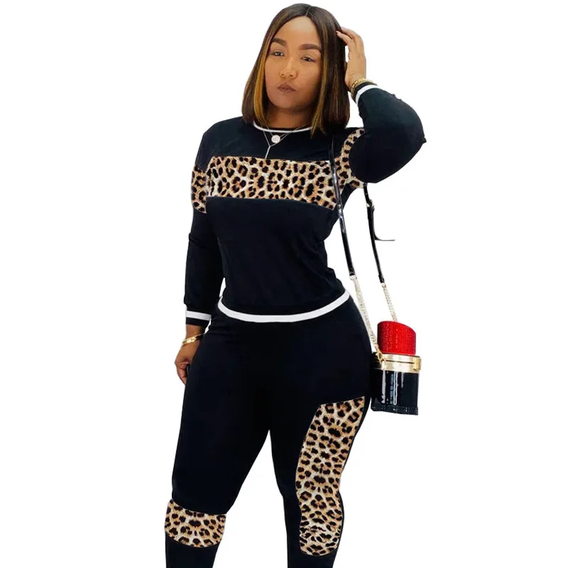 Горячая Распродажа леопардовые Лоскутные женские штаны с длинным рукавом и