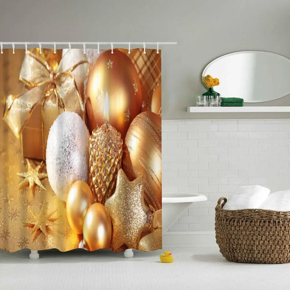 

Bathroom Curtain Xmas Shower Curtain Polyester 15 Pattern Fashion 2017 NEW Christmas Waterproof Bath 3D Digital Printed Durable
