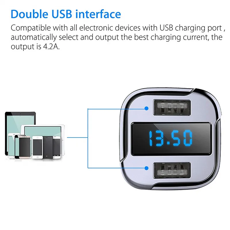 4.2A двойной зарядное устройство USB вольтметр мини-gps для автомобиля трекер устройство слежения в реальном времени со светодиодным дисплеем противоугонные автомобильные аксессуары