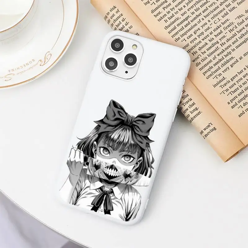 

Junji Ito Tees Horror Anime Phone Case Candy Color for iPhone 6 7 8 11 12 s mini pro X XS XR MAX Plus