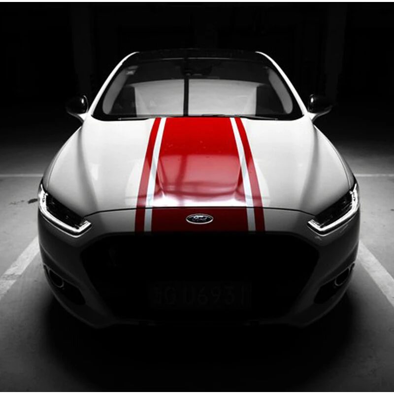 Мир Datong гоночный Спорт Стиль полосы Виниловая наклейка для Ford Mustang GT капот