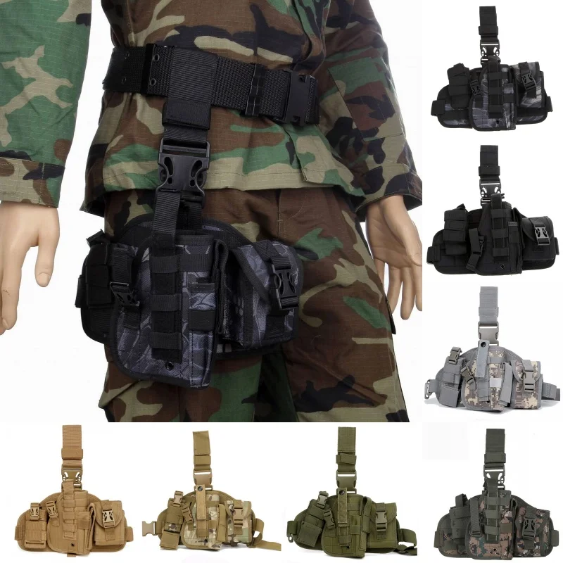 

Universal Adjustable Military Army Tactical Drop Leg Thigh Pistol Gun Holster Platform Panel With MOLLE Pouches Hunting Bag