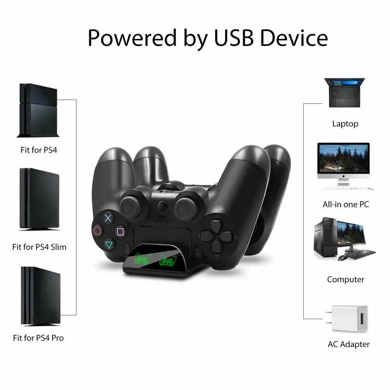 Fast For PS4 Controller Charging Dock Station Dual Charger Stand with Status Display Screen for Play 4/PS4 Slim/PS4 Pro | Электроника