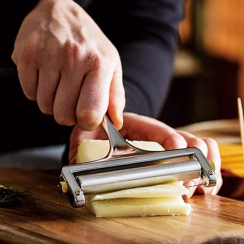 Cheese Slicer Adjustable Thickness Heavy Slicers with Wire for Soft & Semi-Hard Cheeses -4 Cutting Included | Дом и сад