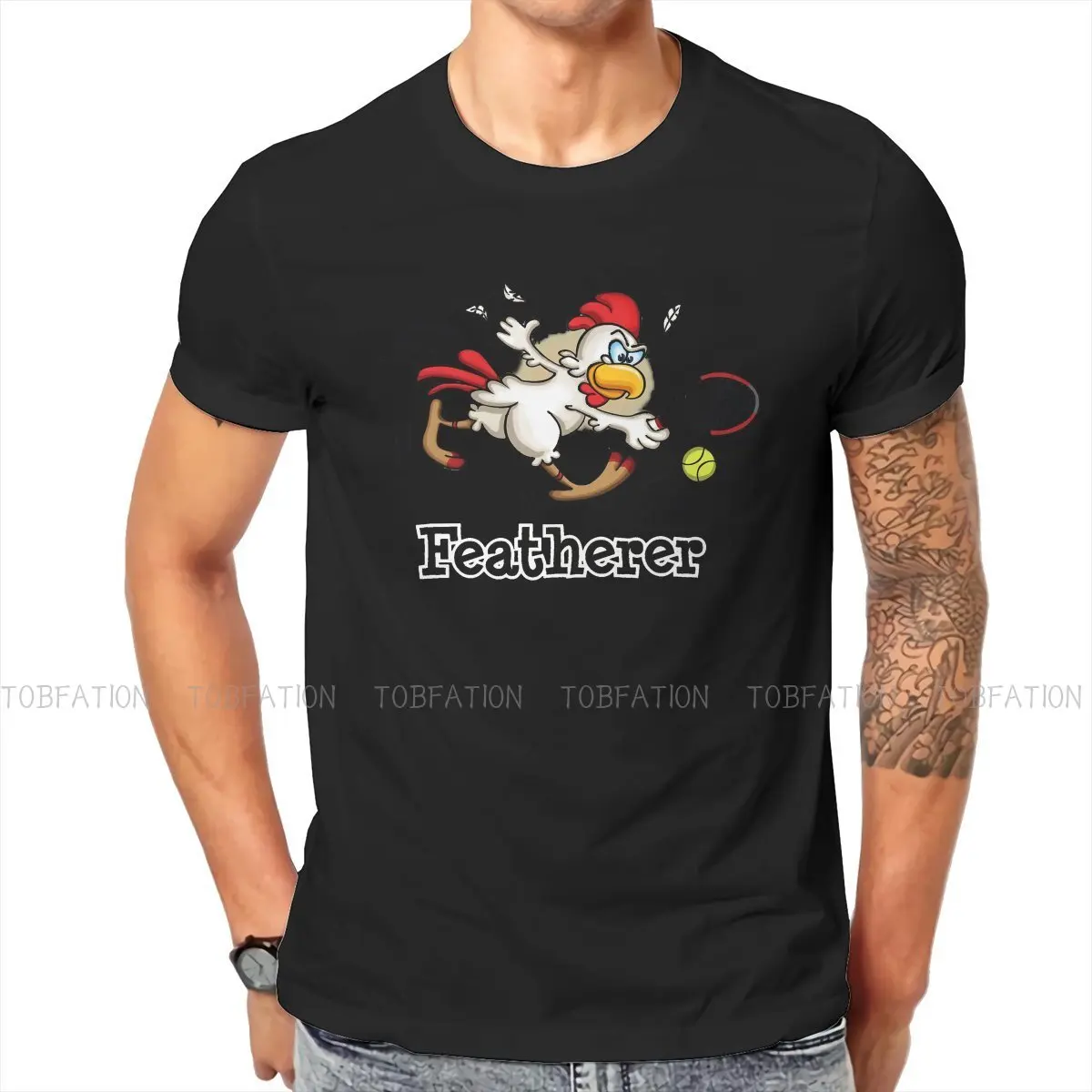 

Playing Tennis Harajuku TShirt Cool Chicken Funny Clever Chase Style Tops Casual T Shirt Men Short Sleeve Gift Idea