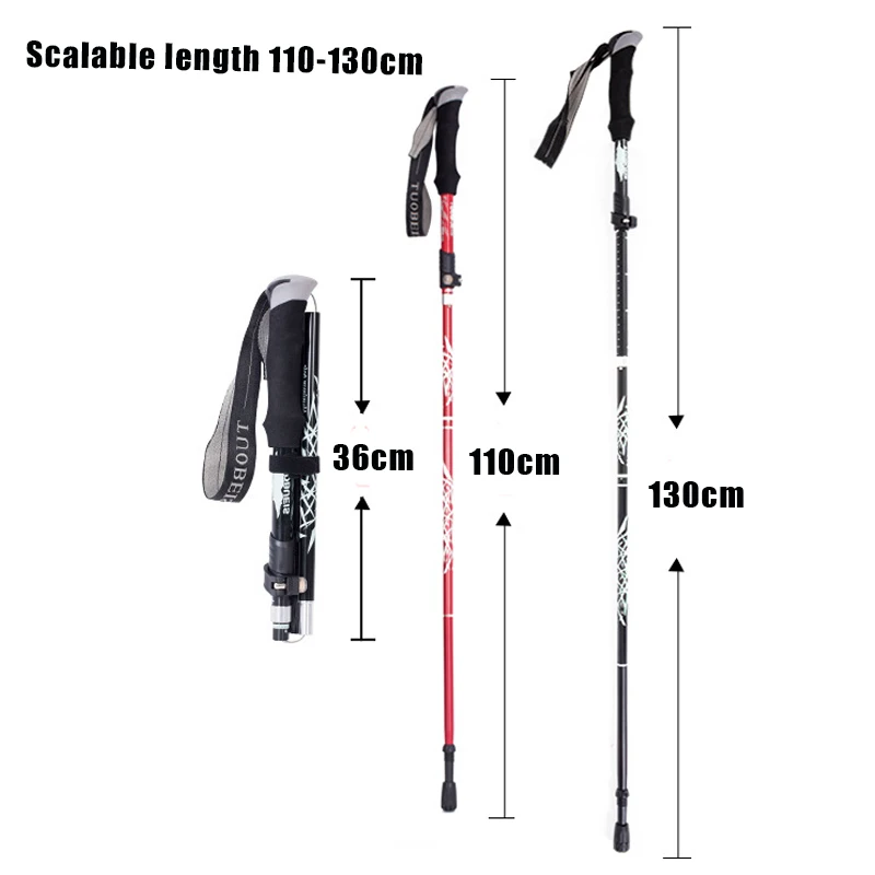 

Outdoor Adjustable Trekking Pole Folding Hiking Stick Portable Ultra Light Anti Shock Poles Trekking Stick Walk Travel Crutche