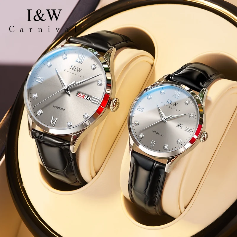 CARNIVAL Brand Luxury Mechanical Watch For Couples Waterproof Sapphire Crystal Automatic Wristwatch Lover ​Relogio Feminino 555