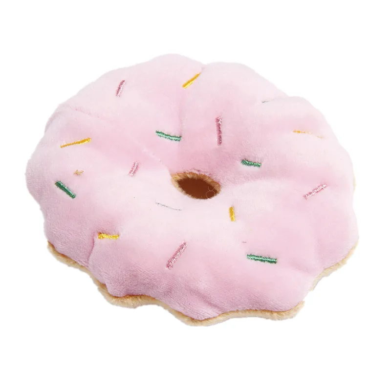 Pink Donut 1 шт. фрукты овощи курица барабана кости пищать игрушка для Плюшевая собачка красный перец Баклажан редиска утка звучащая игрушки для домашних животных - Цвет: Pink Donut