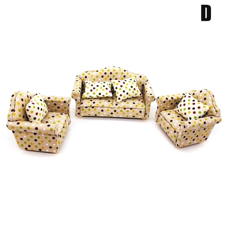 3 шт./компл. набор диванов с принтом мини-модель мебели для кукол 1/12 игрушки