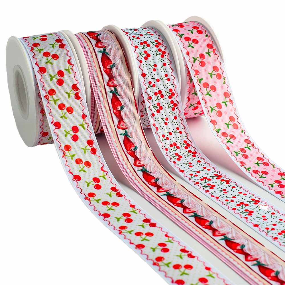 Тесьма с принтом вишни корсажная лента клубничным цветком 5 ярдов для рукоделия