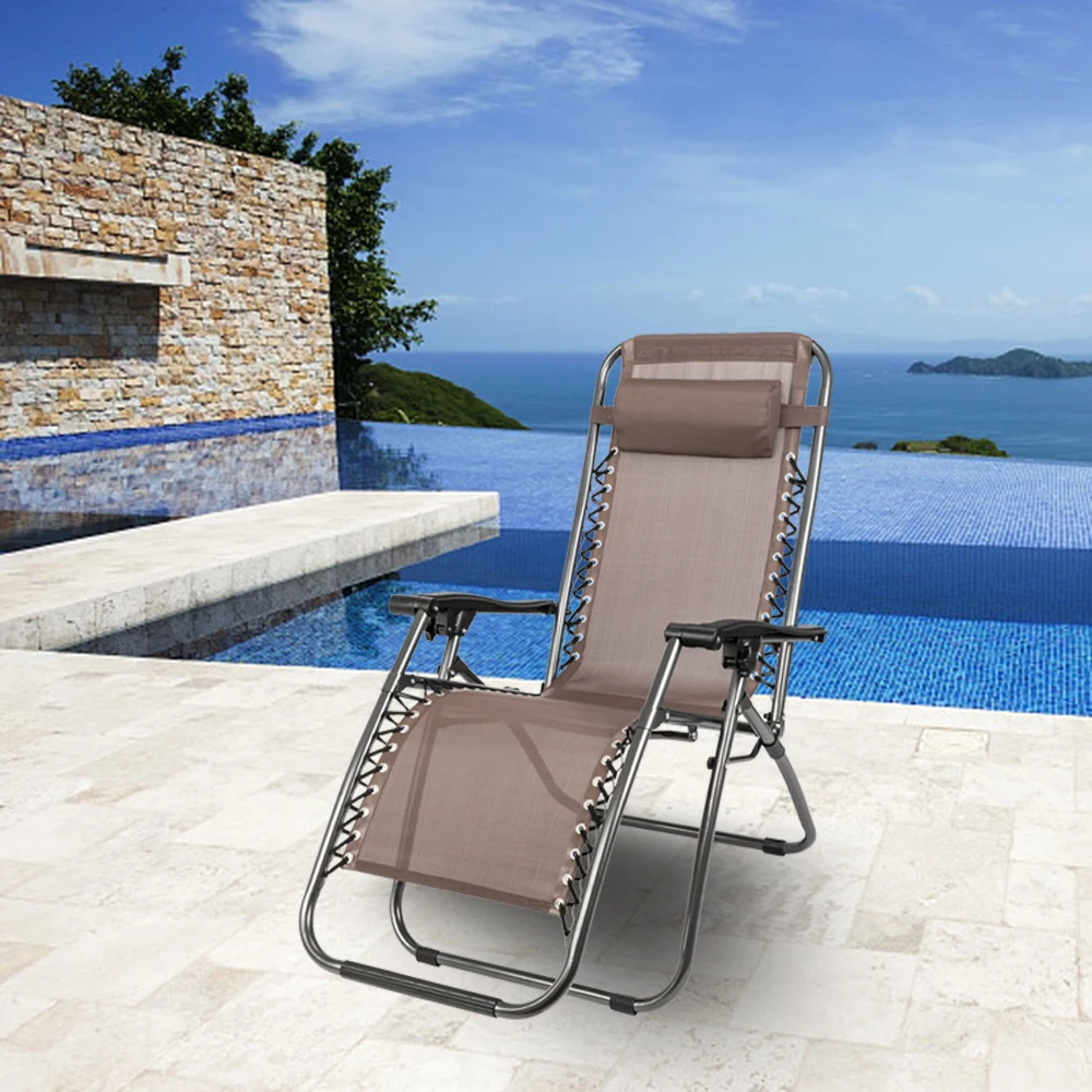 

2PCS Plum Blossom Lock Portable Folding Chair And Saucer Brown Fine Workmanship High Quality Outdoor Recliner Beach Chair