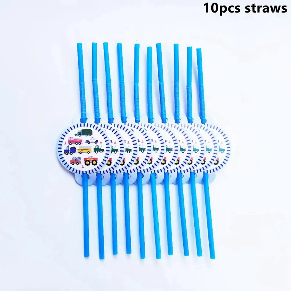 Straws Taoup счастливый детский день рождения грузовик шары конфетти баллоны аксессуары автомобильные воздушные шары латексные воздушные вечерние украшения для мальчиков сувениры - Цвет: Straws