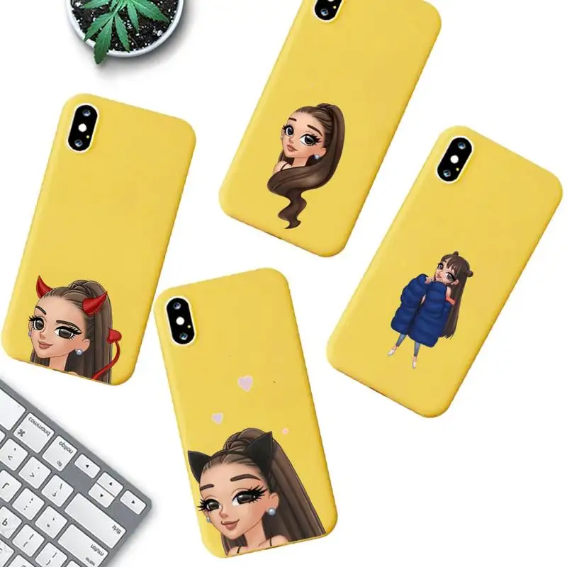 

Cute cartoon Ariana Grande Phone Case for iphone 12 mini 11 Pro Max X XS XR 7 8 6 6S Plus Solid Color Capa