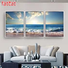 FATCAT природные пейзажи спокойное море diy 5d алмазная картина полностью квадратная круглая дрель мозаика вышивка Триптих украшение AE2363