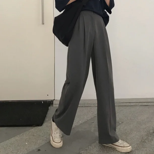 Прямые однотонные широкие брюки большого размера уличная одежда костюм полная