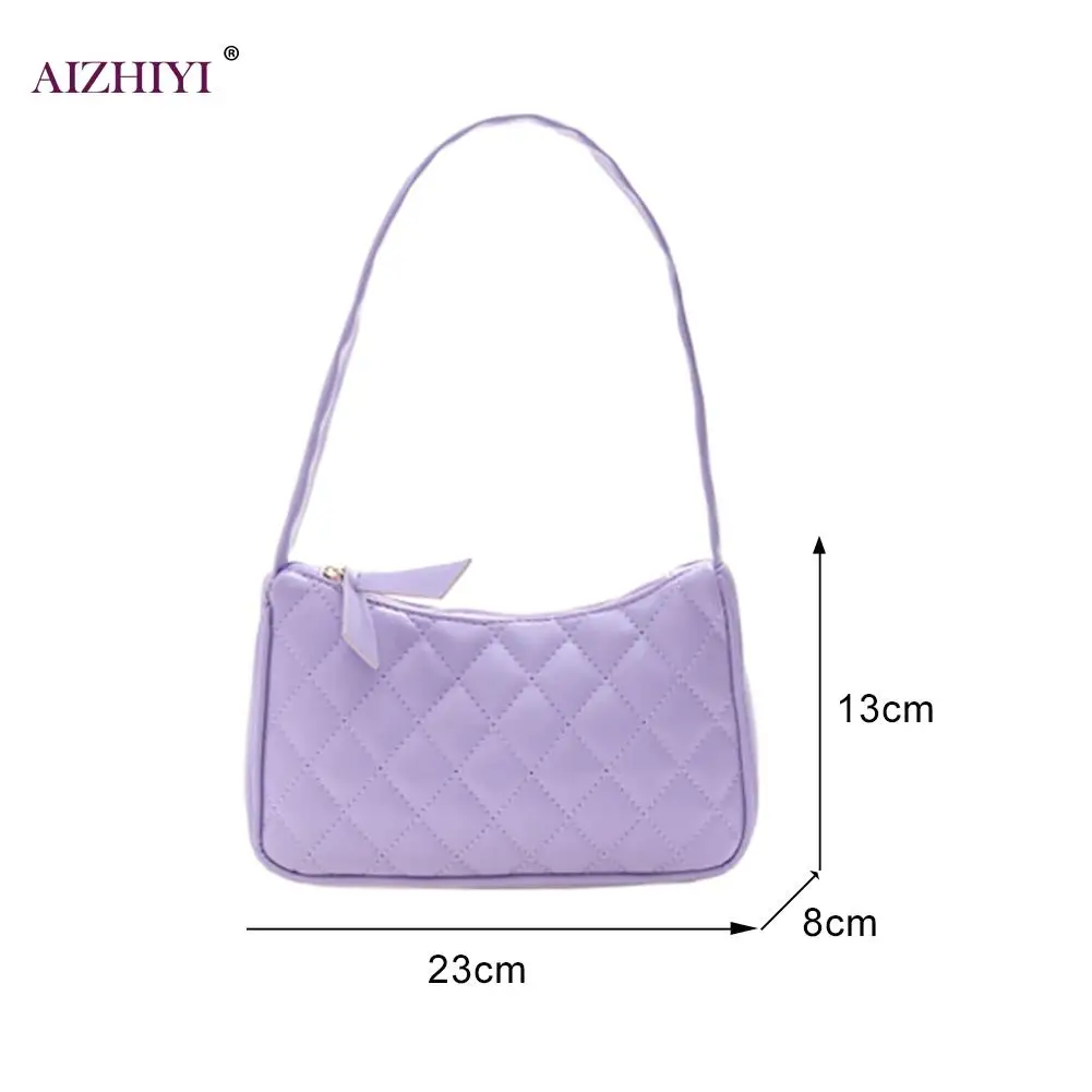 

Women PU Leather Underarm Bag Purse Retro Lattice Pattern Solid Shoulder Handbag Fashion Exquisite Shopping Bag