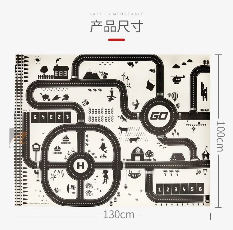 

Nordic Style Road Crawling Mat Traffic Map Children's Toy Car Track Play Mat Carpet Newborn Baby Game Pad Baby Room Decoration