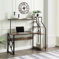 home office computer desk with hutch shelf writing study table laptop desk with 5 tier bookshelves multipurpose pc workstation