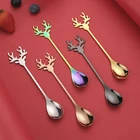 5 стилей утолщенная гладкая полированная перемешивающая ложка в форме оленя Рождественская нержавеющая сталь кофе десерт посуда подарок