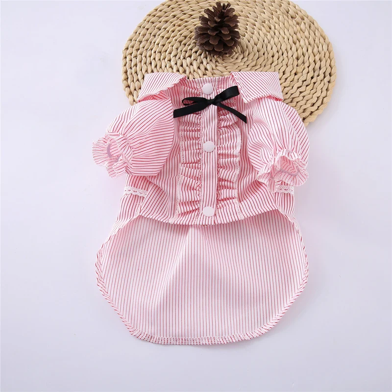 Рубашка для отдыха в полоску собак одежда йорков летняя приталенная рубашка