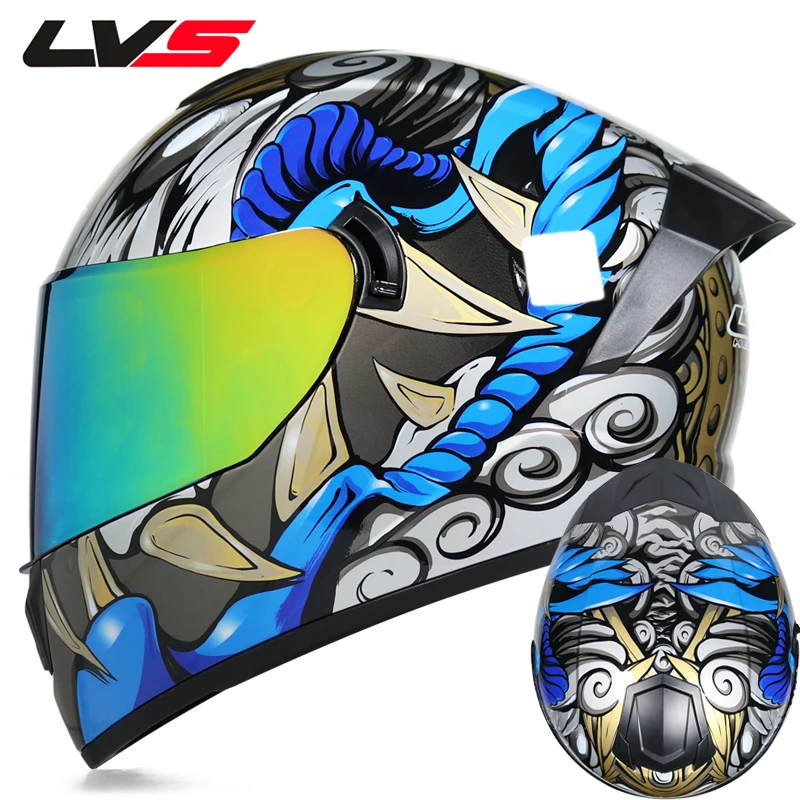 

Full face motorcycle helmet, double mirrors, warm winter