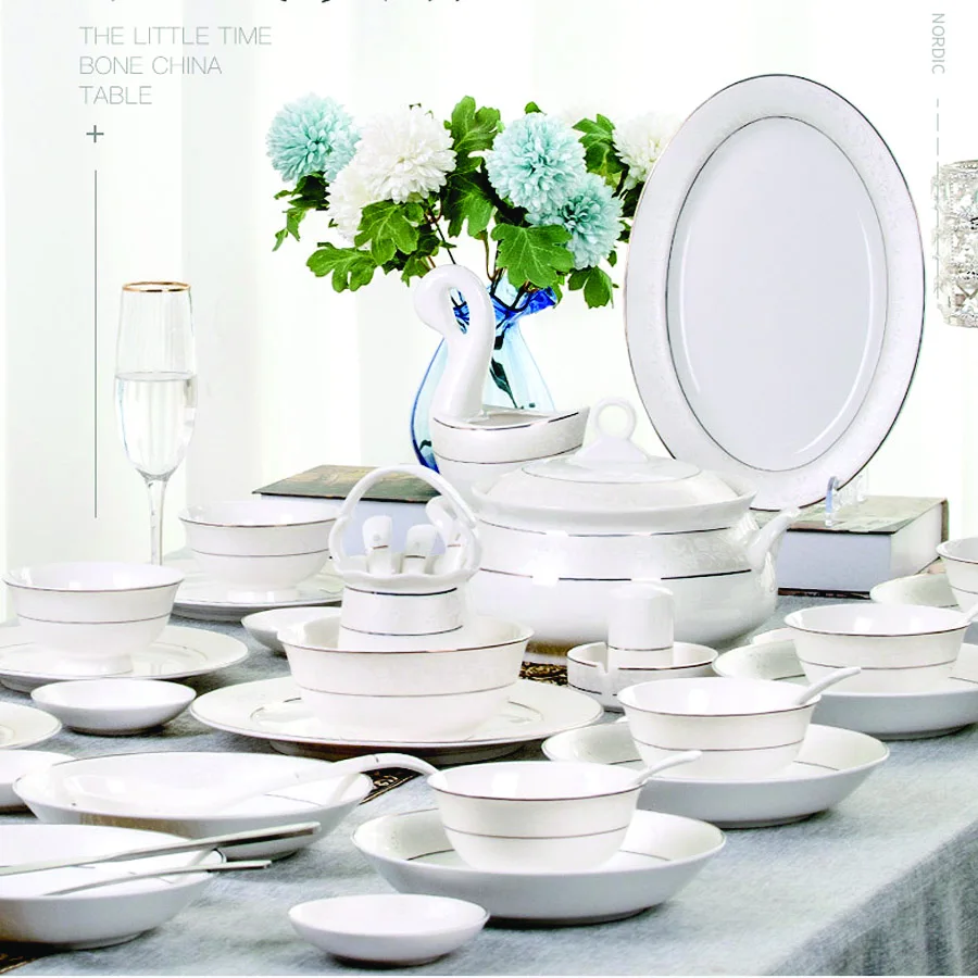 Керамическая посуда Цзиндэчжэнь 16 человек чаши для риса и супа салатная лапша