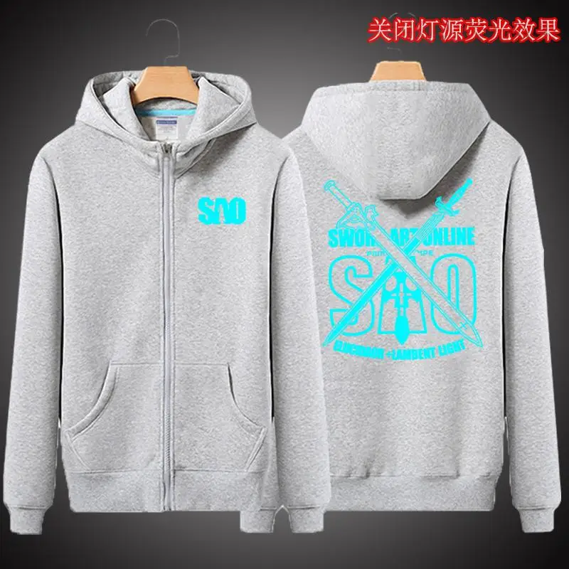 

Unisex Luminous SAO Kirito Hooded Hoodie Cardigan noctilucent SAO Sword Art Online Hoodies Jacket Coat Top Sweatshirt