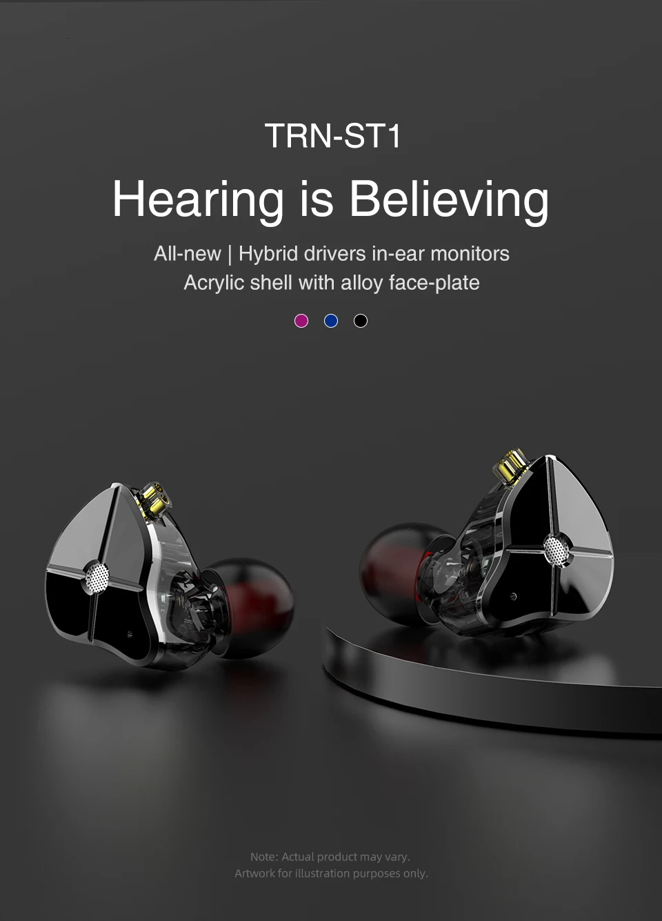 AK TRN ST1 1BA+ 1DD Гибридный Металлический наушник в ухо IEM HIFI DJ монитор для бега спортивные наушники ушные наушники гарнитура наушники BA5/v90