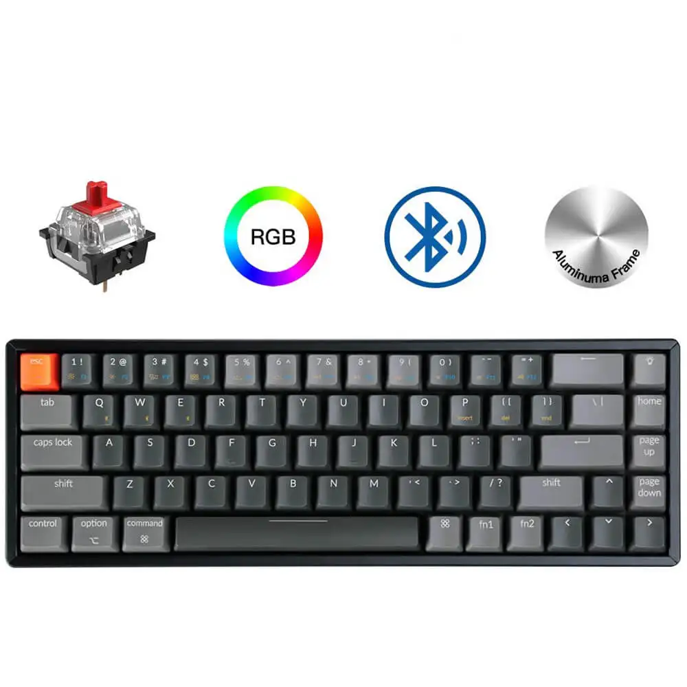 

Keychron K6 Q 68-клавишная Беспроводная USB Bluetooth игровая механическая клавиатура, алюминиевая рамка RGB светодиодная подсветка N-Key Rollover