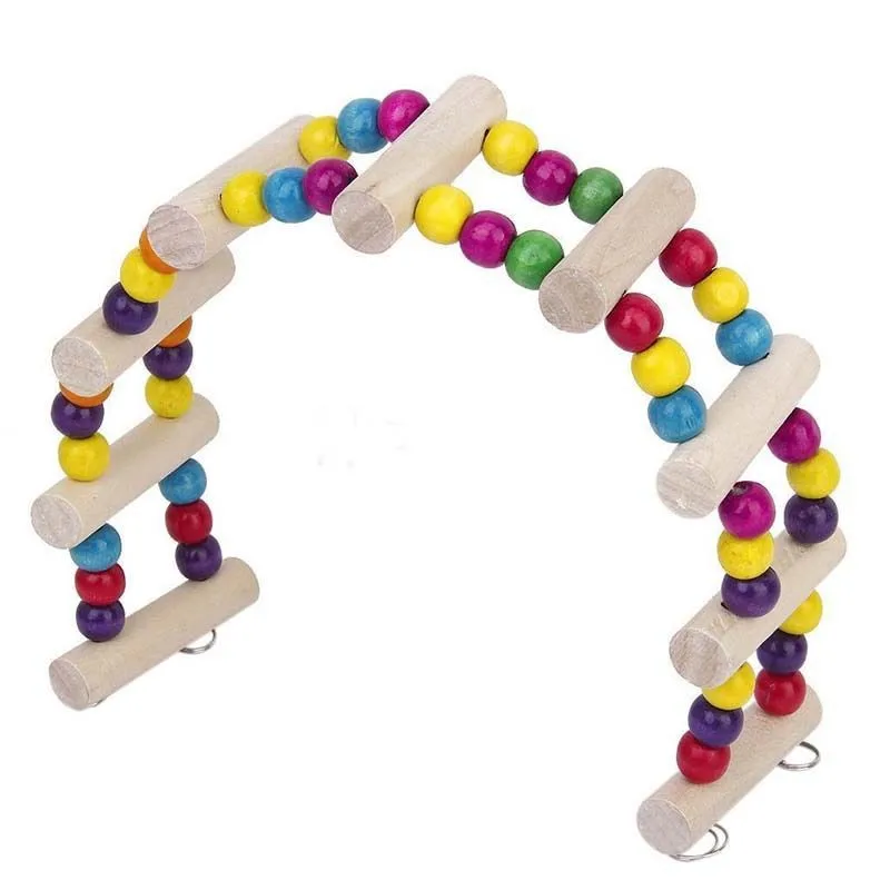 Деревянный игрушечный хомяк лестница для птиц мост с 4 крючками Прямая поставка |