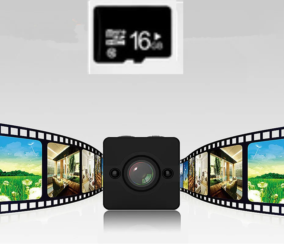SQ12 мини IP камера HD 1080P водонепроницаемый широкоугольный объектив видеокамера спортивный цифровой видеорекордер инфракрасного ночного видения микро камера маленькая камера s - Цвет: SQ12Add16GBTFCard