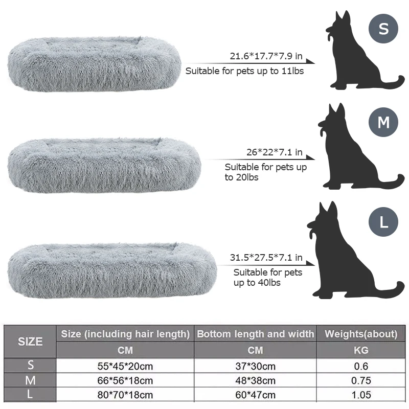 Мягкая кровать для питомца квадратная пушистая собак домик кошек теплая удобная