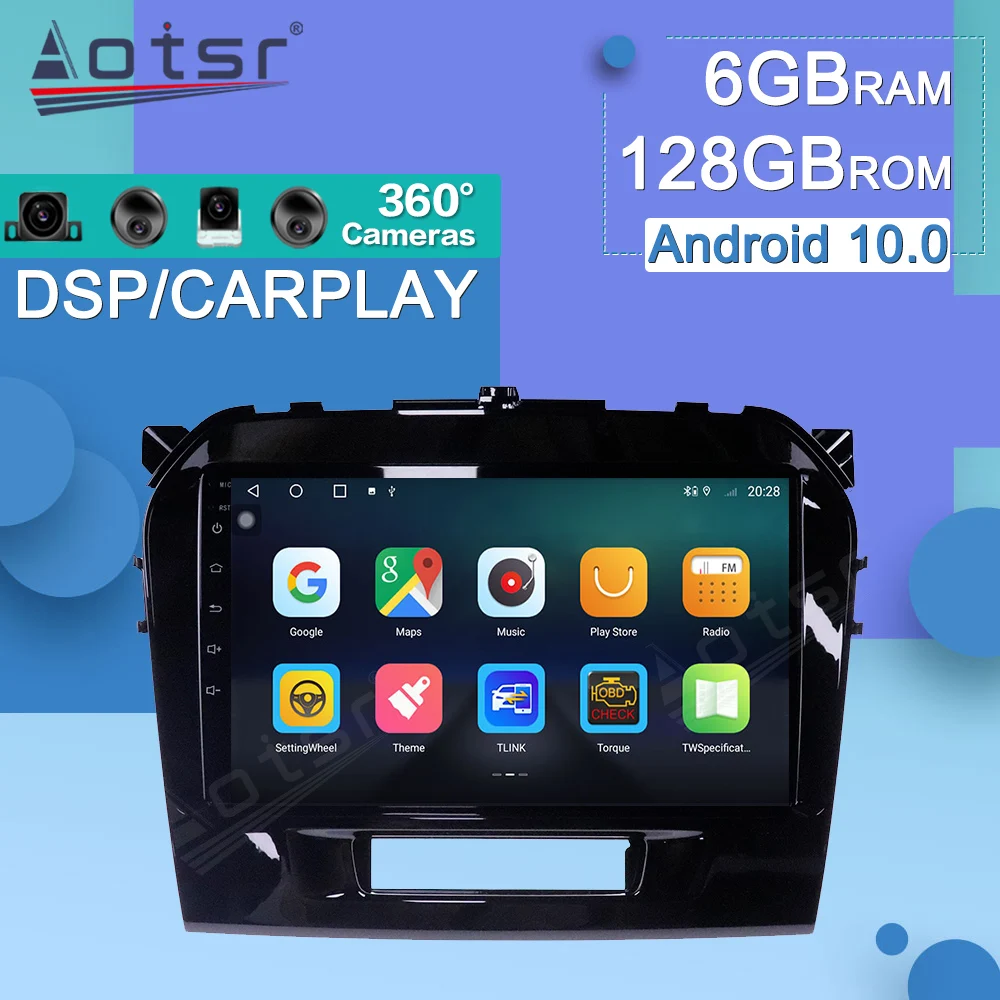 

128G Android10 For Suzuki Vitara 4 2014 - 2018 Car Radio Multimedia Video Player Navigation GPS Auto 2 Din Stereo Receiver DSP