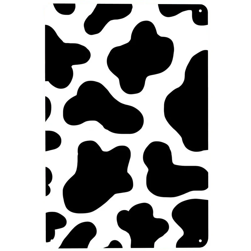 

Black and white cow printed Metal Signs Retro Tin Signs Funny Poster Decor for Bar Pub Club Decoration for Living Room Home