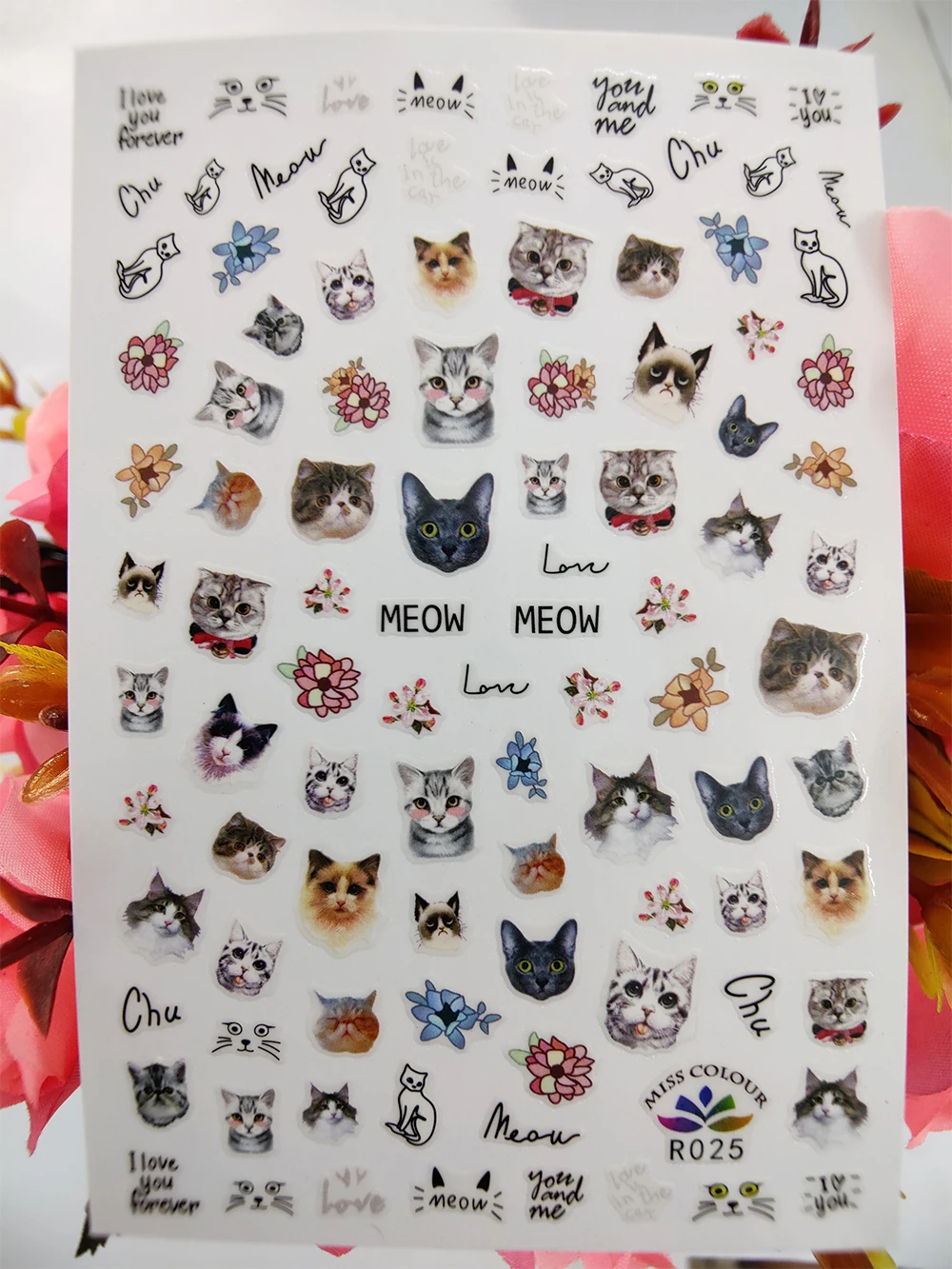 

Nail Sticker Art 3D Cute Cat MEOW Animal Self Adhesive Stickers for Nails Decoraciones foil Manicure Sliders Accesorios