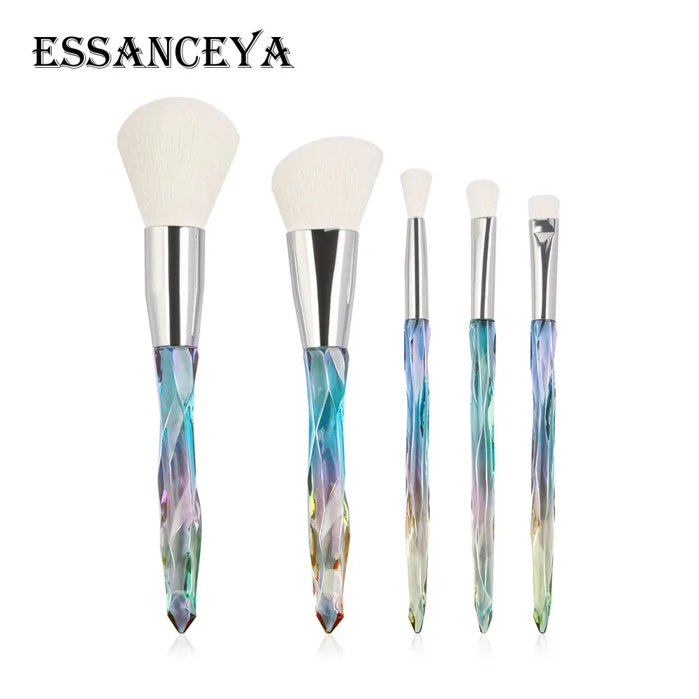 5 pcs ESSANCEYA, 5/10 шт, набор профессиональных кистей для макияжа, красочные кисти для макияжа с бриллиантами, основа для макияжа, тени для век, косметические инструменты - Handle Color: 5 pcs