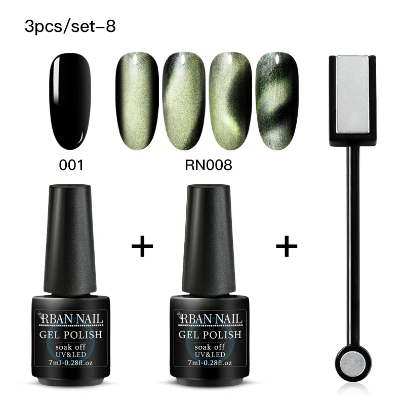 ZH06043 RBAN NAIL 5D/7D Хамелеон для использования с магнитом кошачий глаз Гель-лак для ногтей замачиваемый Гель-лак долговечный лазерный Сияющий УФ светодиодный лак для ногтей - Цвет: ZH06043